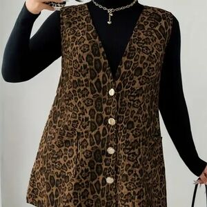 SHEIN Leopard Print VEST Dress - Brown and Black